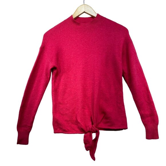 Loft Womens Knit Tie-Front Sweater XXS Pink Fuchsia Wool Blend - Picture 3 of 11